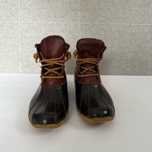Sperry Women’s Duck Boots Tan/Brown Zipper side size 7.5